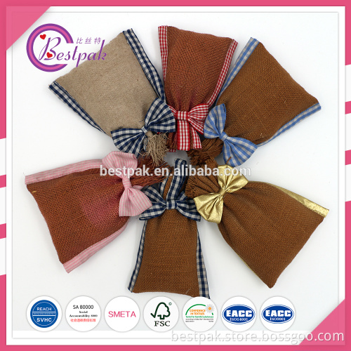 Wedding Favor Gift Drawstring Linen Burlap Hessian Jute Jewelry Pouches Wholesale